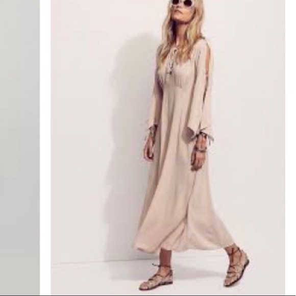 cream maxi dress with sleeves